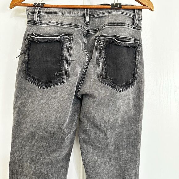 Frame Women's Jeans Dark Wash Gray Le High Straight Sz 30W Frayed Distressed - Picture 5 of 11